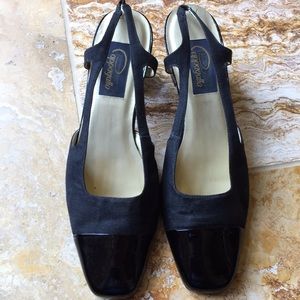 Papagallo Bimini Canvas/patent squared slingback